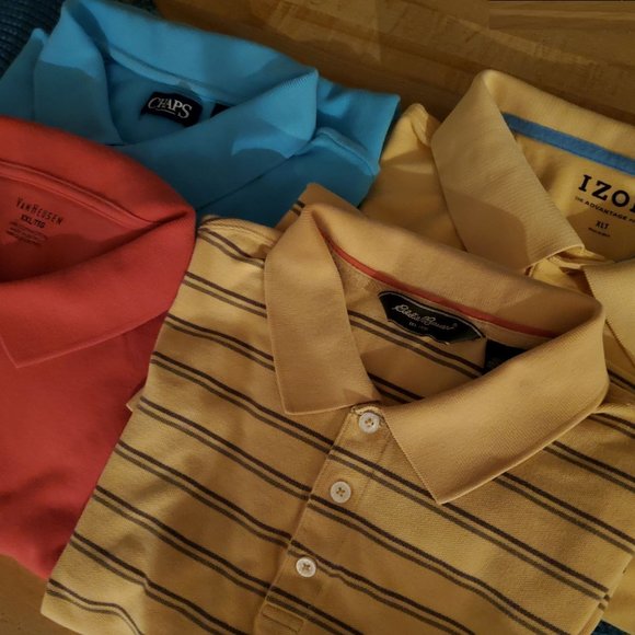 Eddie Bauer, Van Heusen, Chaps, IZOD Shirts Lot Of 4 Polo Shirts